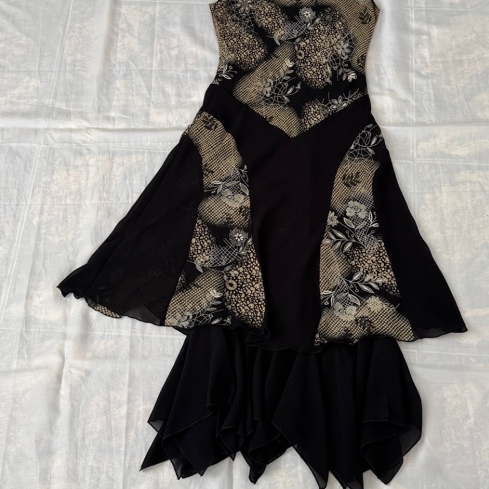 Sharon Max Women Dress Black and Beige Sleeveless Asymmetrical Hem Small Dress - Picture 5 of 16